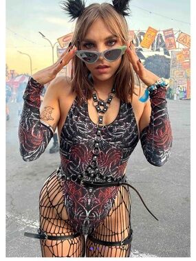 Freedom Rave Wear Darkness Temptation Cheeky One-Piece and Arm sleeves